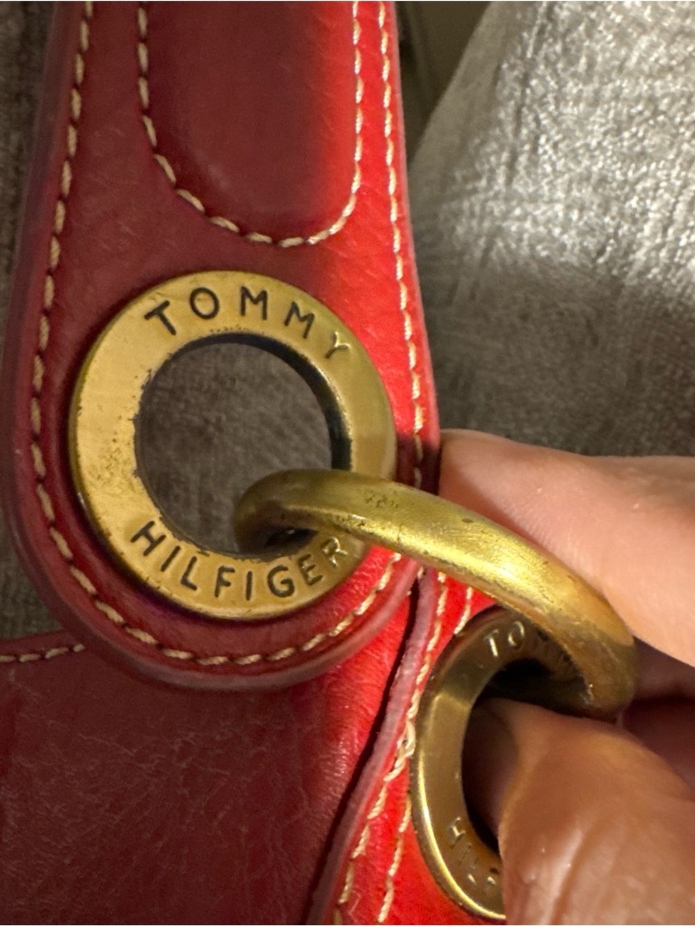 Tommy Hilfiger Red Leather Shoulder Bag